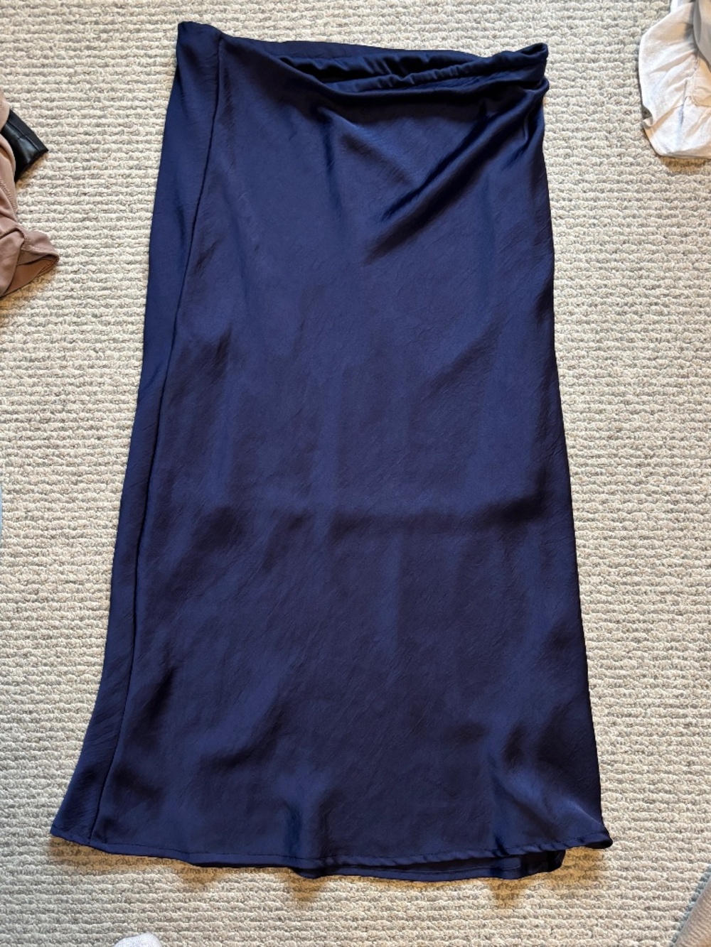 Navy Solid Pull-On Satin Skirt